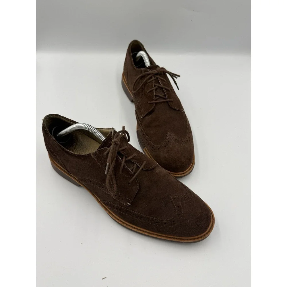 Cole Haan Grand OS Wingtip Brogue Oxford Dress Shoes Mens Size 9.5M Suede Brown